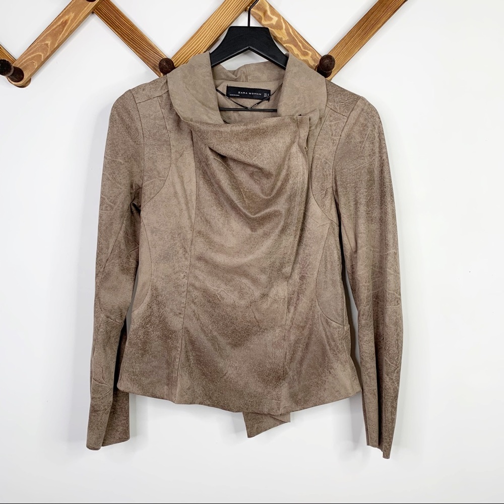 SOLD ZARA faux suede moto jacket✨M - Picture 2 of 5